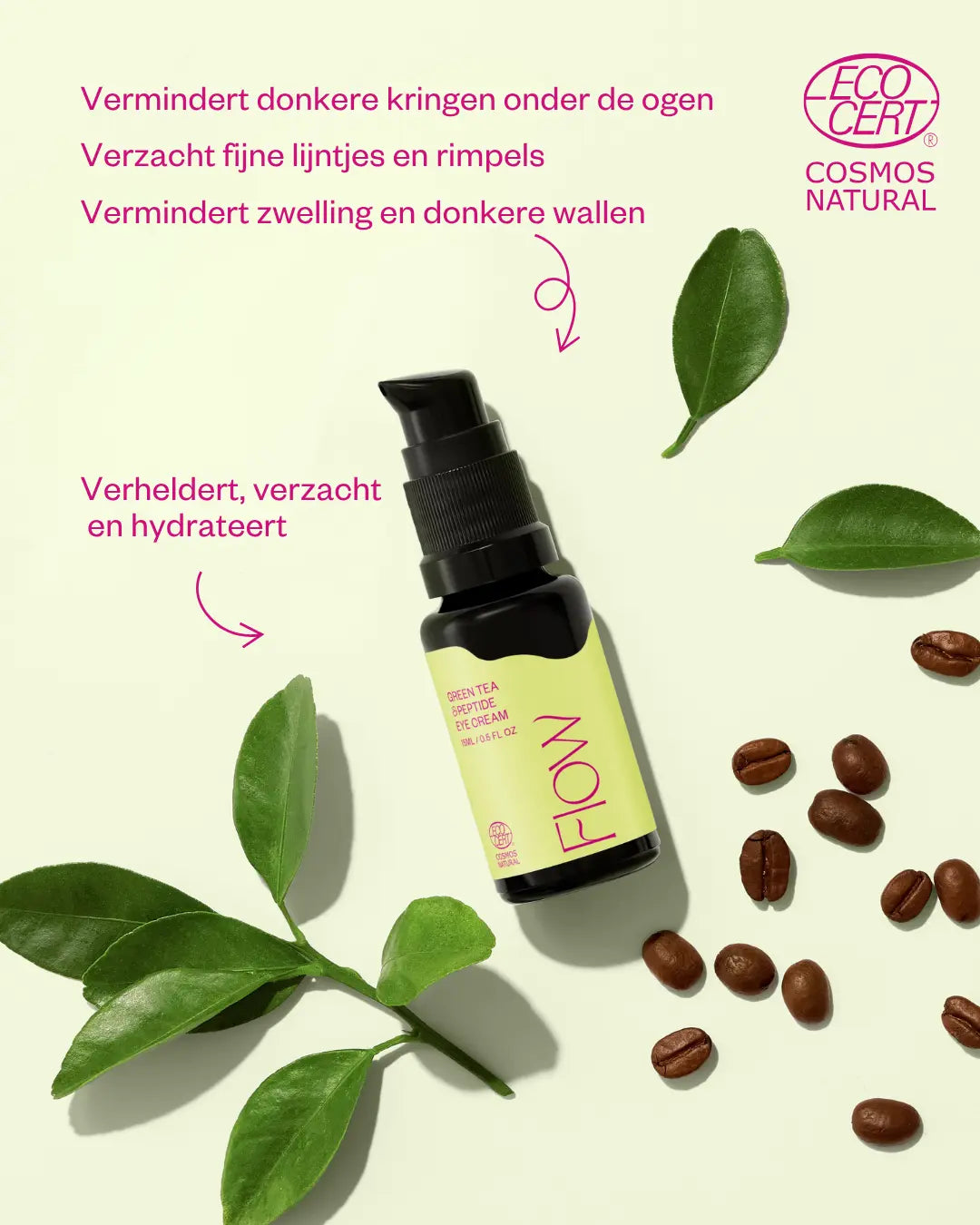 Crème contour des yeux au thé vert et aux peptides - Flow Cosmetics - 15 ml