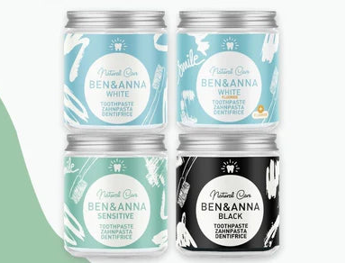 Toothpaste 4 Varieties, Glass Jar | Ben&amp;Anna, 100ml 